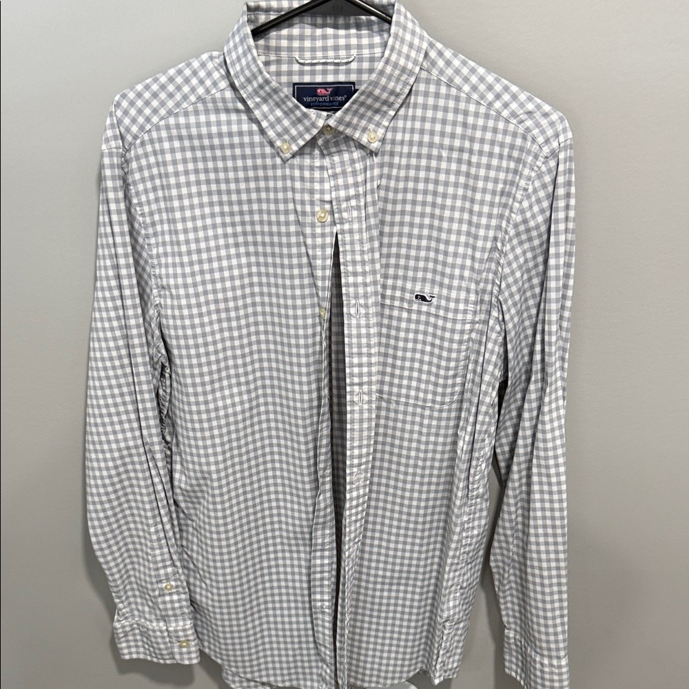 Vineyard Vines Performance Men's Gray Gingham Shirt